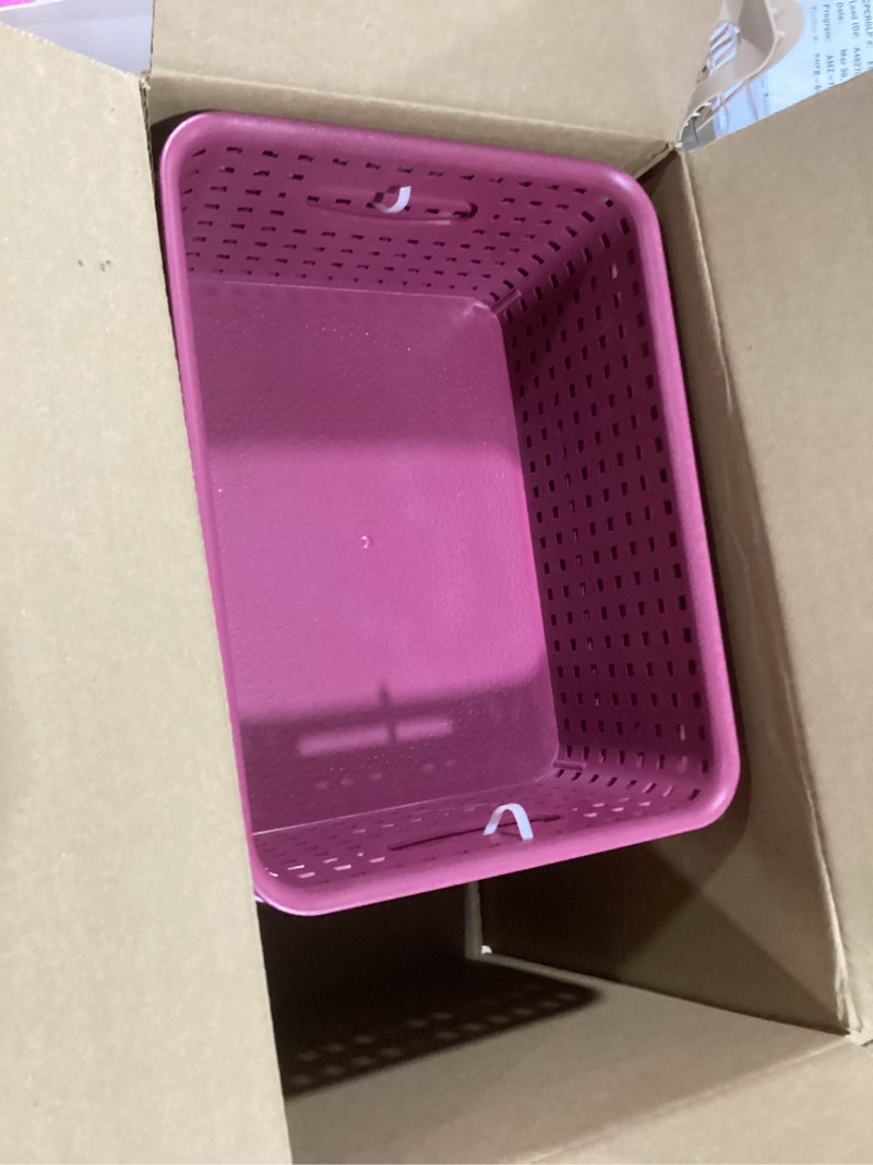 Condition photo showing Good Condition for sandmovie plastic weave storage baskets for kitchen bathroom, wine red, 6 packs, f