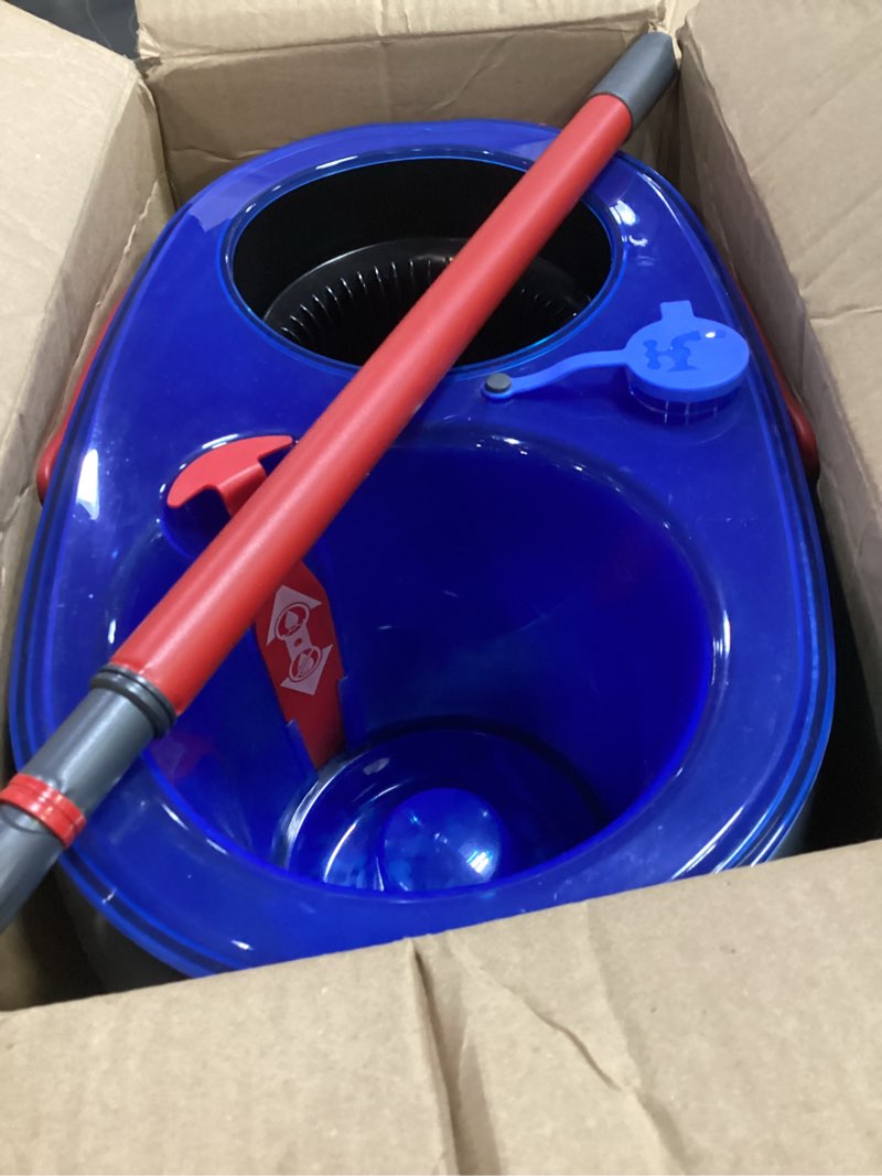 Condition photo showing As Is for o-cedar rinseclean spin mop & bucket system | clean with clean water | removes 99% of bacteria rinseclean spin mop & bucket cleaning system
