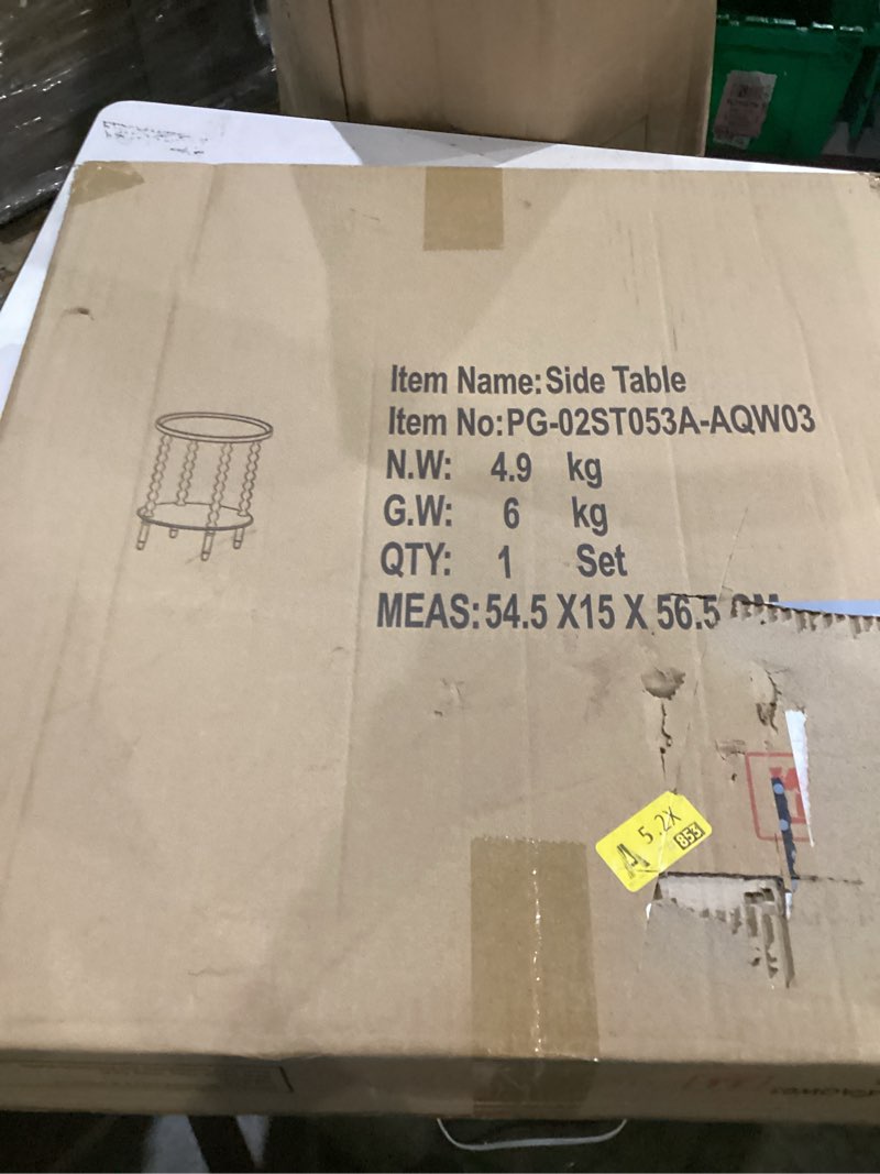 Condition photo showing New/Like New for french bobbin wood two-tier side table