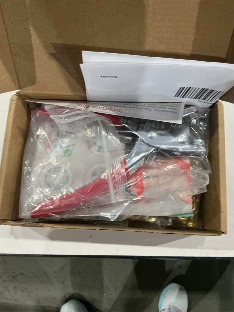 Condition photo showing Good Condition for 1003pcs grommet tool kit, 1/4 inch 6mm(inside) grommet eyelet pliers kit with 1000 metal eyelets with washers for fabric, leather, belt, shoes, clothes