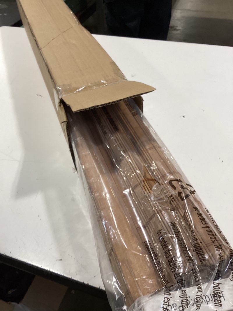 Condition photo showing New/Like New for lazblinds cordless bamboo roman shades, privacy blinds for interior windows, room darkening roll up bamboo blinds for home & patio, 29" w x 64" h, highfield teak pricacy - highfield teak 29" w x 64" h