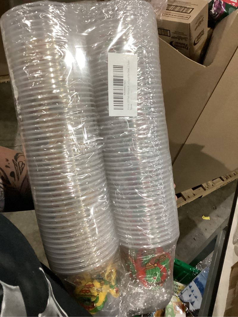 Condition photo showing New/Like New for Frcctre 200 Pack Mexican Party Cups, 12 oz Cinco De Mayo Disposable Clear Plastic Cups Mexican Theme Party Decor Supplies for Taco Party Birthday Halloween Day of the Dead, 2 Styles