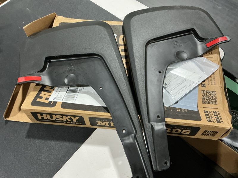 Condition photo showing Good Condition for (similar) husky liners custom mud guards | fits 2019-2026 ram 1500 (new body style) w/oem fender flares | front set, 2-pc black - 58131 custom front mud guards with fender flares
