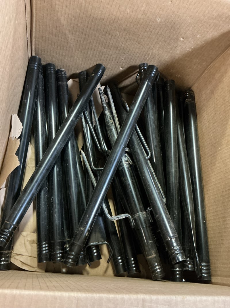 Condition photo showing As Is for 10ft string light poles 4 pack,light poles for outside lights,outdoor with fence brackets hanging lights,metal stand deck patio backyard 4 pack 10ft string light poles