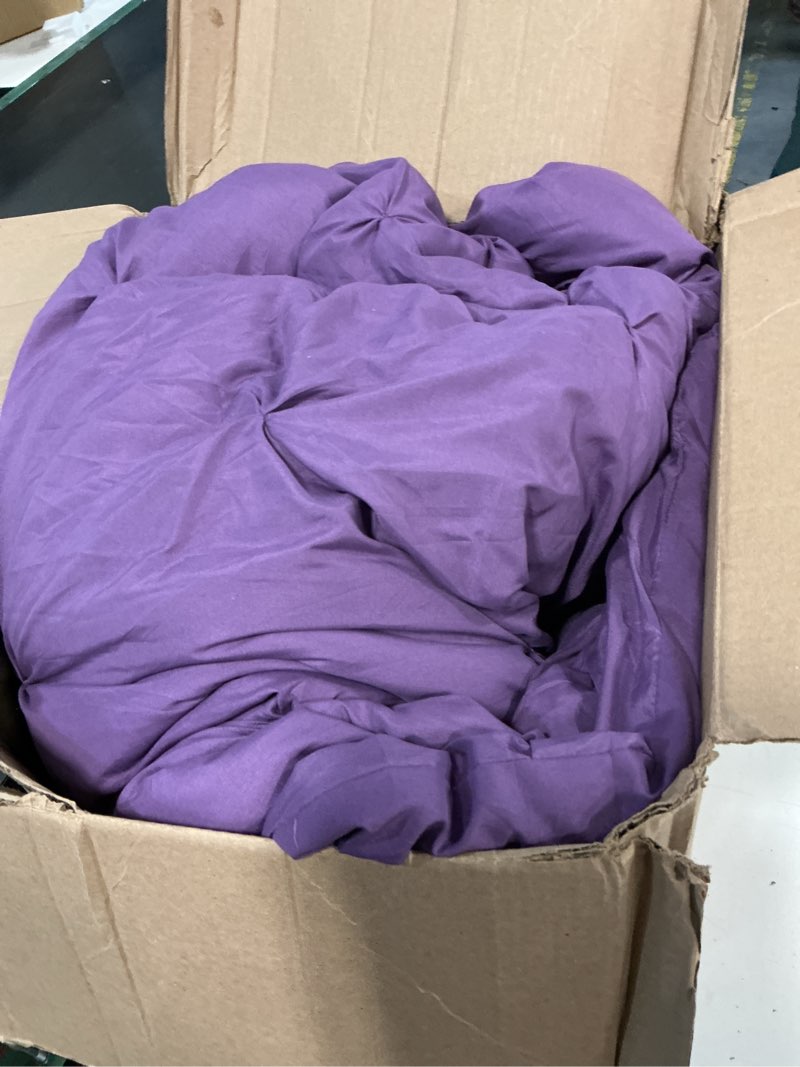 Condition photo showing As Is for full size comforter sets purple, 7 pieces pintuck bed in a bag purple comforter full size, pinch pleat bedding sets with all season comforter, sheets, pillowcases & shams purple full