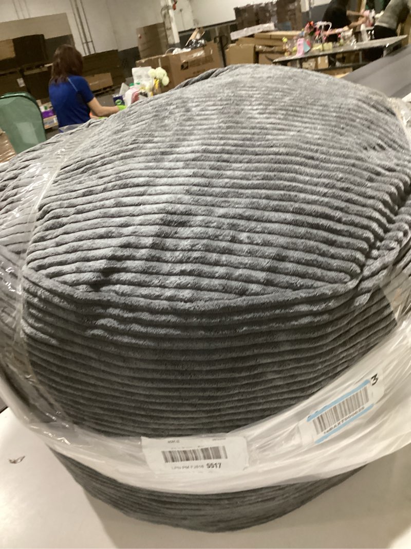 Condition photo showing Good Condition for habutway 3ft bean bag chair, 3' large bean bag chairs for adults with removable stripe plush cover, memory foam beanbag chair for living room bedroom dorm (grey)