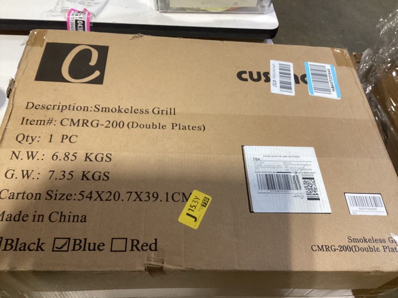 Condition photo showing New/Like New for smokeless grill, cusimax 1500w indoor grill, electric grill griddle with led smart display & tempered glass lid, portable korean bbq grill, non-stick removable grill & griddle plate double grill plates blue