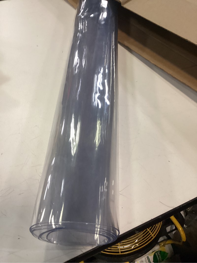 Condition photo showing As Is for LovePads Clear Table Cover Protector 36 x 60 Inch, 1.5mm Thick Plastic Table Cover, Table Protector for Dining Room Table, Waterproof Vinyl Tablecloth Table Pad Mat for Kitchen, Dresser, Writing Desk 36" x 60" Clear 1.5mm