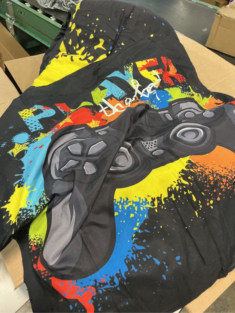 Condition photo showing As Is for wajade kids gamer comforter set queen size bed in a bag for boys and girls, 7 pieces 3d video game c