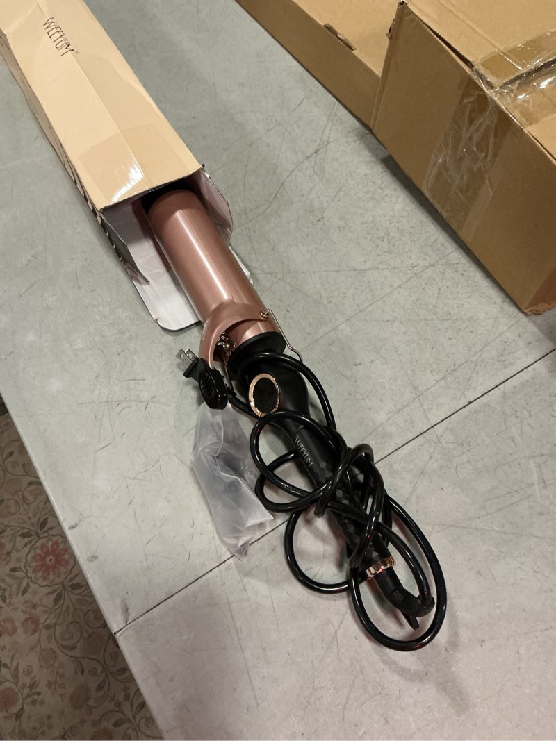 Condition photo showing New/Like New for large curling iron 2 inch, ceramic long barrel hair curling wand, hair styling tool, dual voltage, lcd display, black black 2 inches