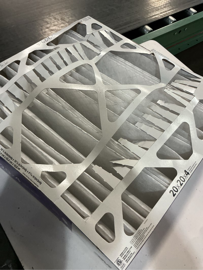 Condition photo showing As Is for filtrete 20 x 20 x 4 merv 12 1550 mpr allergen, bacteria and virus electrostatic pleated air filter