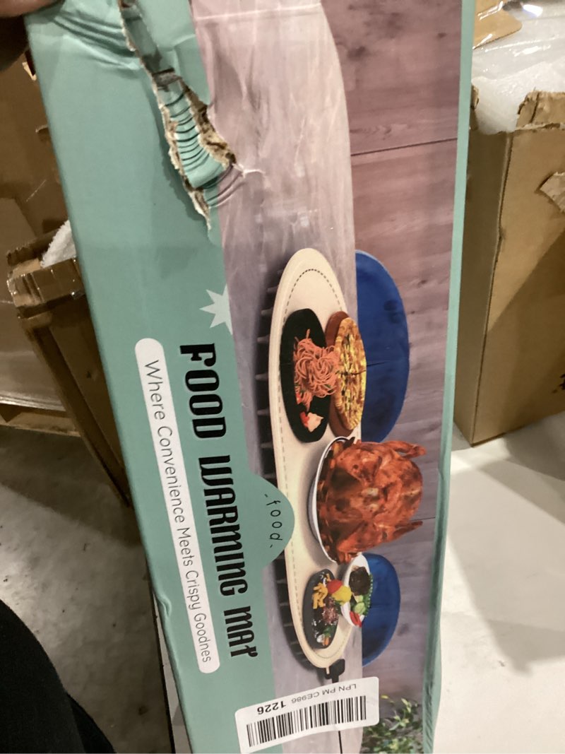 Condition photo showing As Is for Warming Mat for Food, Food Warming Mat with Heat Insulation Pad, Fast Full-Surface Heating Mat for Food, Silicone Food Warmer, Electric Warming Tray for Parties Buffet,Gatherings,Everyday Use Beige-a