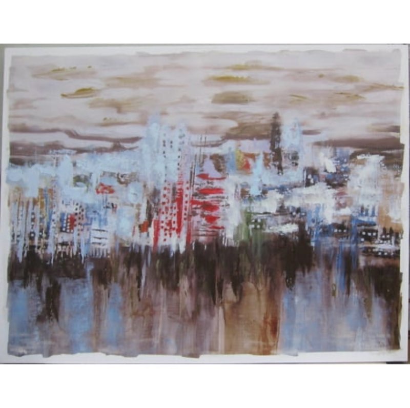 Watery View of a City Sky Line Painting (40” x 50”)