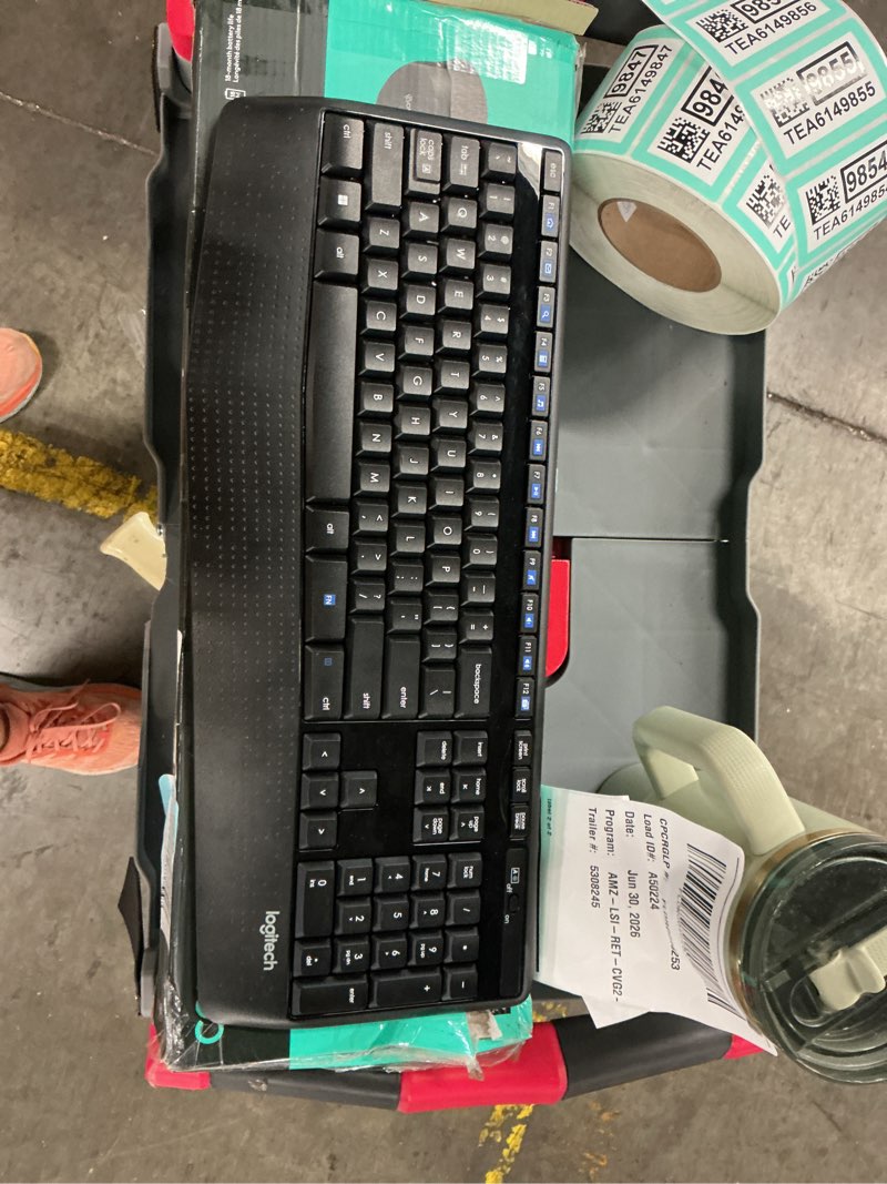 Condition photo showing As Is for logitech mk345 wireless keyboard and mouse combo with palm rest, 2.4 ghz usb receiver, compatible with pc, laptop, black