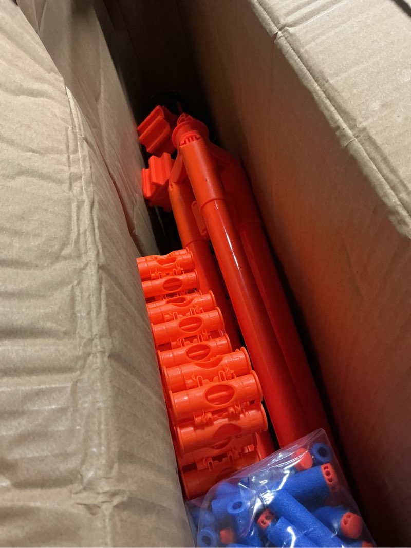 Condition photo showing As Is for x-shot insanity motorized rage fire by zuru 72 darts, air pocket technology darts, dart storage, blasting power, auto feeding belt, tripod & scope, outdoor toy for boys, girls, teens, adults