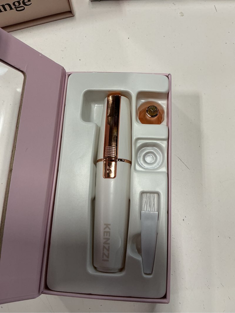 Condition photo showing Good Condition for kenzzi 2-in-1 rechargeable women’s face electric shaver and facial hair remover with eyebrow trimmer, white and rose gold