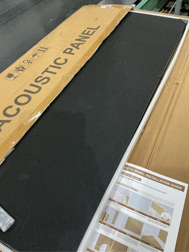 Condition photo showing As Is for olanglab sound acoustic panels 2 pack, 24''x48'' fiberglass acoustic wall panels 2'' thick, large sound proof panels for walls (black)