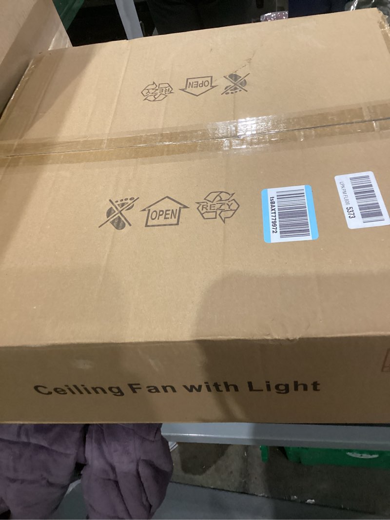 Condition photo showing New/Like New for HuixuTe Caged Ceiling Fan with Lights Remote Control, 6 Speeds 3 Color Farmhouse Industrial Ceiling Fan with Light for Kitchen Bedroom Living Room Retro Black-Spear Shaped