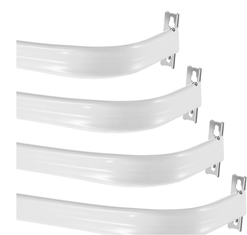 wesiti 4 packs curtain single rods bulk for windows adjustable tension rod for door kitchen valance sash curtains, bracket and hardware included(36-60 inch,white)