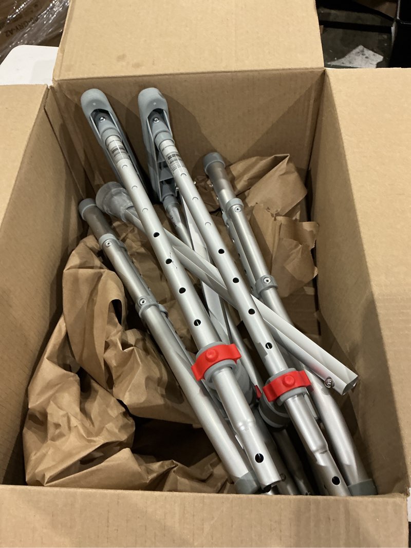 Condition photo showing Good Condition for medline folding aluminum crutches for kids, adults, and seniors, walking aid, 300 lb weight capacity, 1 pair, fitting 4'7"-6'7", foldable crutch includes padded underarm cushions