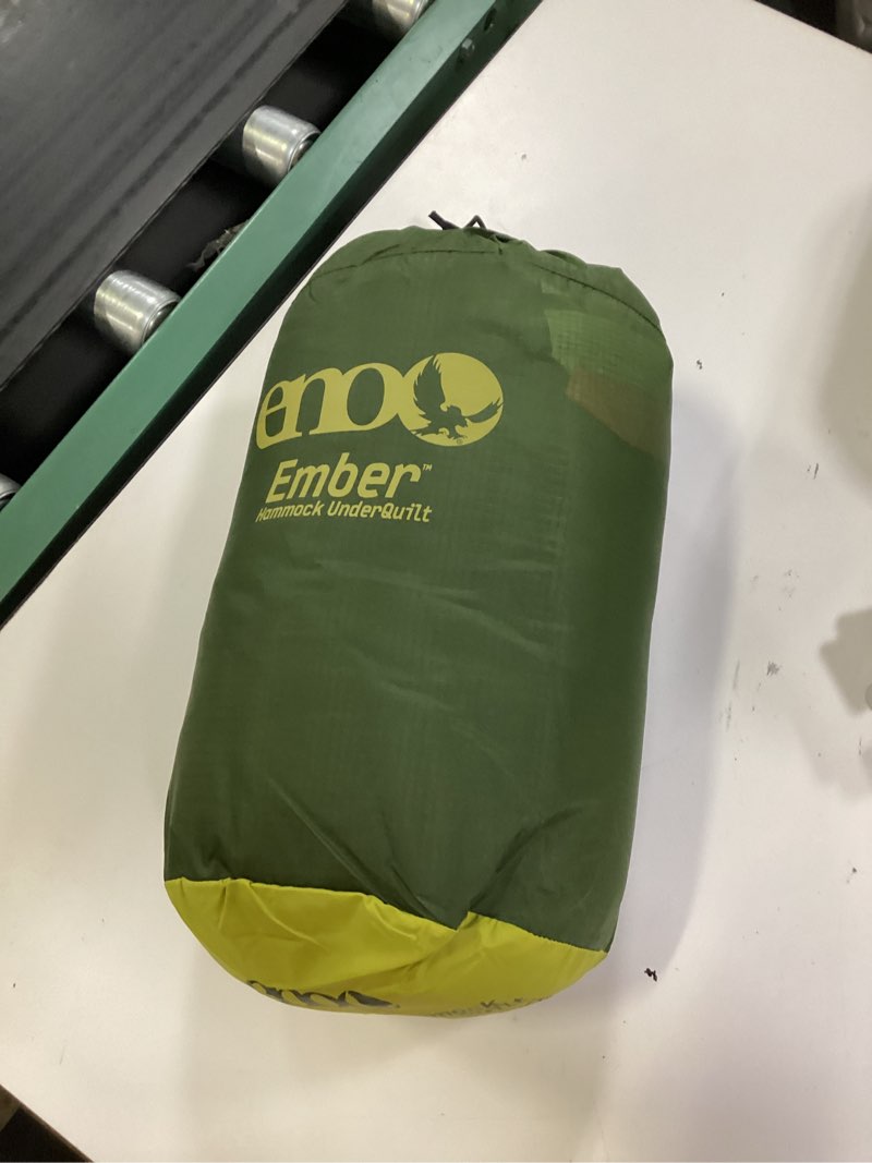 Condition photo showing Good Condition for eno ember underquilt - protective and warm hammock quilt with recycled synthetic insulation - for camping, hiking, backpacking, festival, travel, or the beach - evergreen