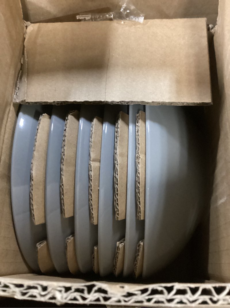 Condition photo showing New/Like New for Amazon Basics 18-Piece Stoneware Dinnerware Set - Smokey Grey, Service for 6