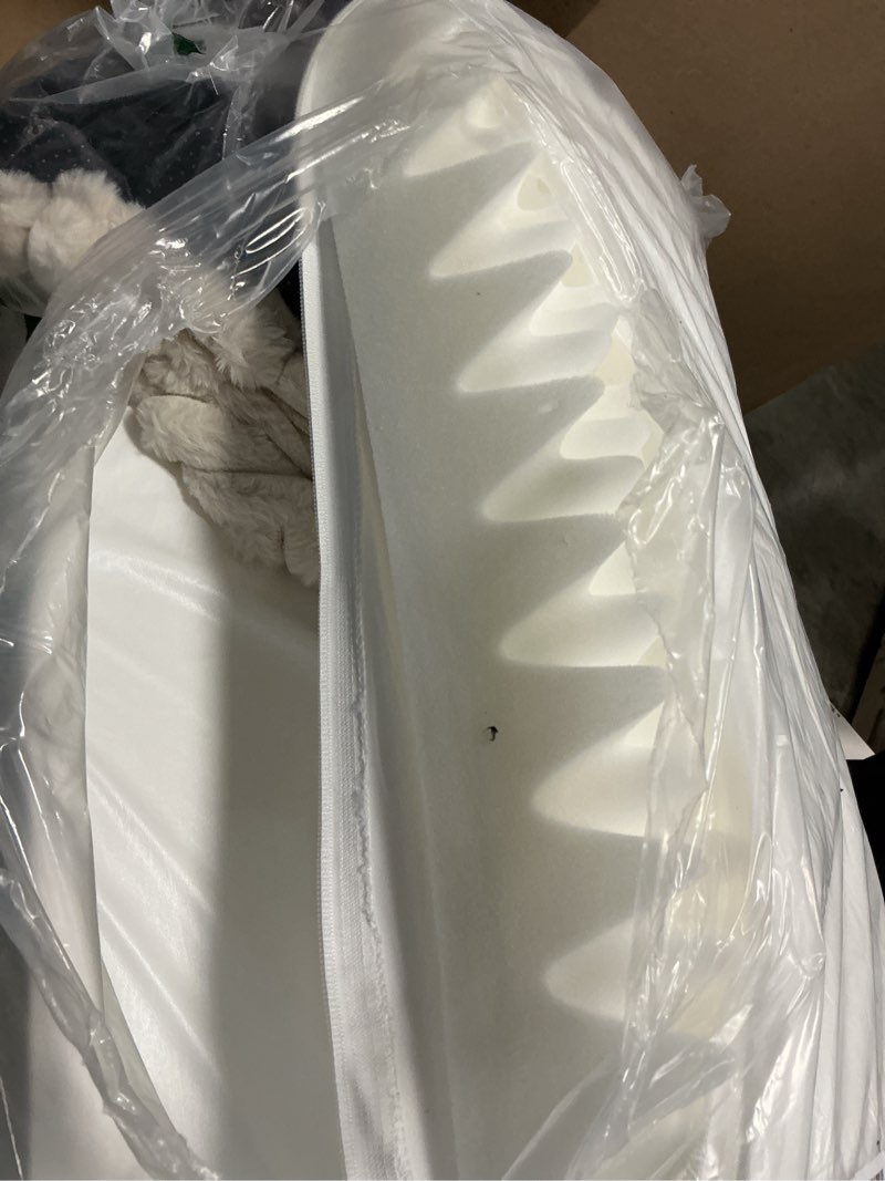 Condition photo showing As Is for Orthopedic Dog Bed Medium Size Dog, Pet Beds with Waterproof Lining, Soft Short Plush Surface & Egg Crate Foam, Machine Washable Pet Mat with Removable Cover & Anti Slip Bottom M(30"*20"*3") Cream