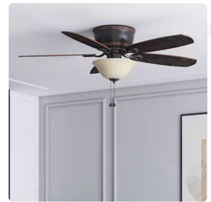 harbor breeze lake canton 52-in bronze with mink/espresso blades flush mount ceiling fan