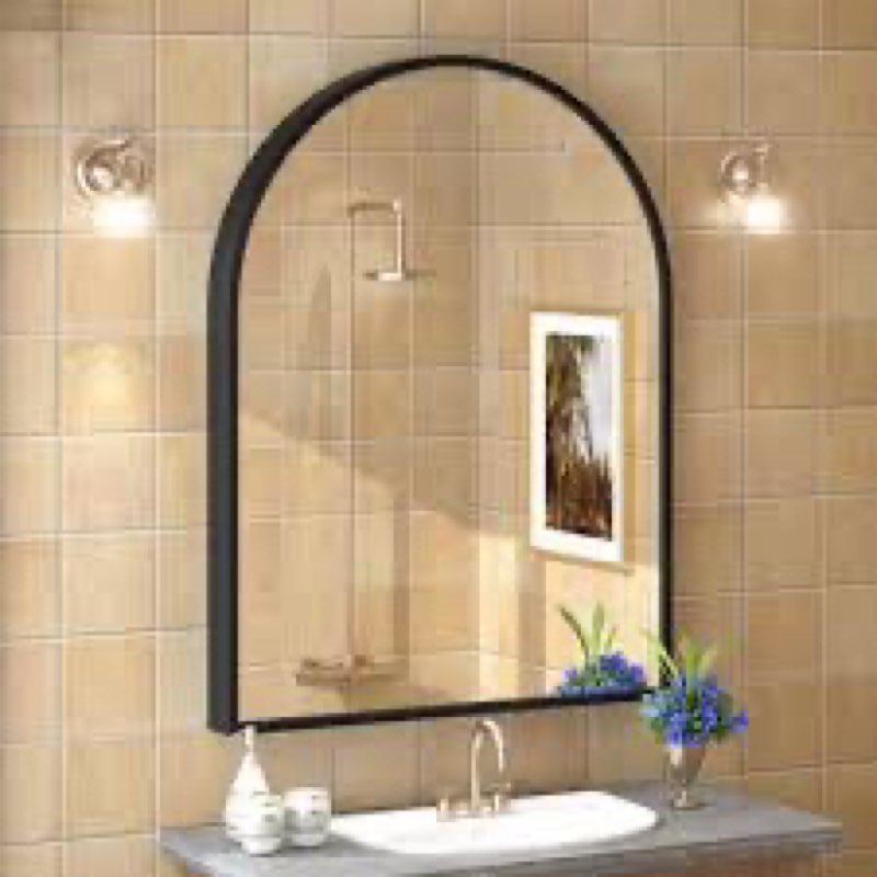 Amara Arch High-Strength Tempered Glass and Aluminum Alloy Framed French Cleat Mounted Wall Mirror 24X36