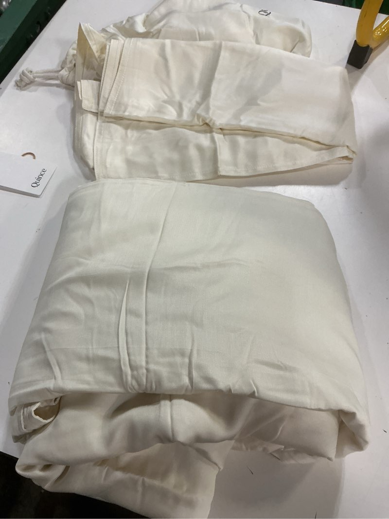 Condition photo showing Good Condition for quince, european bamboo duvet cover set of 3 pcs/full-queen/ivory