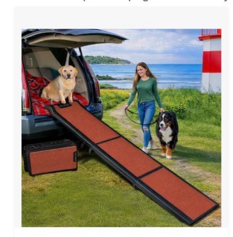 pet gear travel lite ramps 71" l x 16" w for dogs, compact easy-fold, lightweight and portable, buil