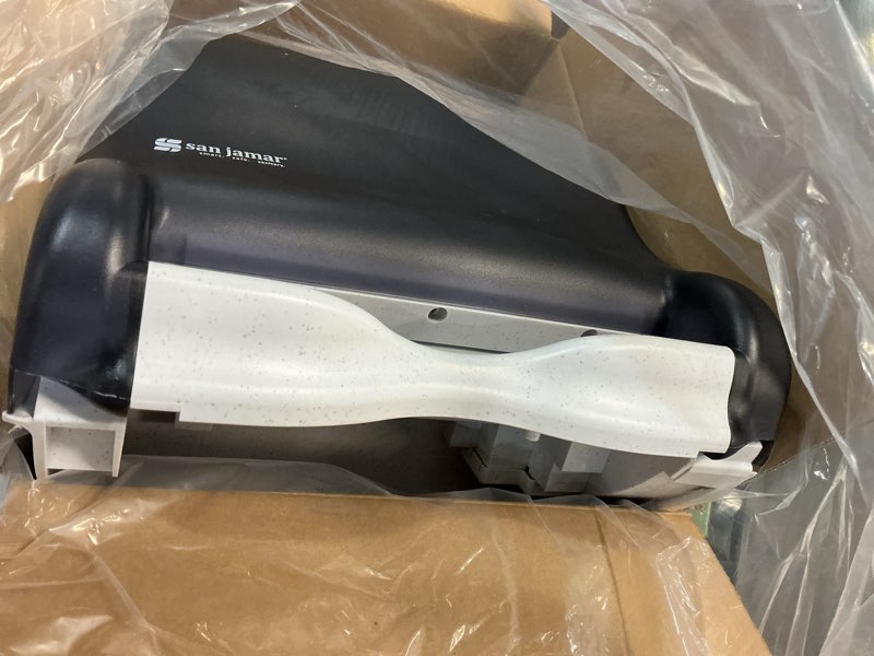 Condition photo showing New/Like New for san jamar classic smart essence plastic paper towel dispenser, towel dispenser for bathroom, 10 x 14.5 x 12.5 inches, black pearl