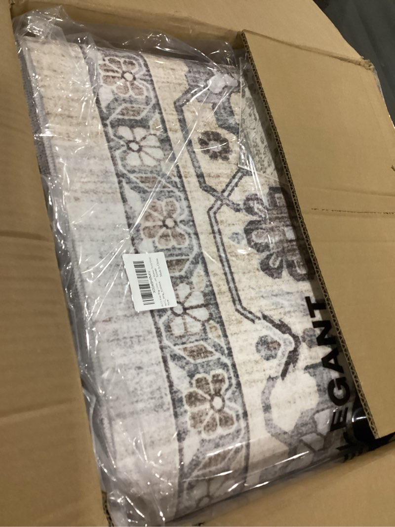 Condition photo showing Good Condition for 9x12 area rug living room: washable boho large neutral vintage soft rugs stain resistant farmhouse non slip indoor floor carpet for bedroom nursery kids playroom office dining room home- ivory gray cream gray 9' x 12' (rectangular)
