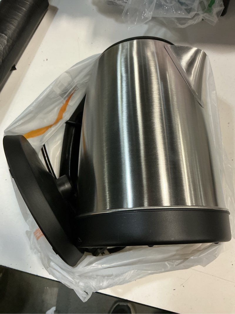 Condition photo showing As Is for stariver 2.5l large electric kettle, bpa free stainless steel water heater, fast boil electric tea kettle, water boiler with auto shut-off & boil-dry protection for family (10-12 cups) black silver