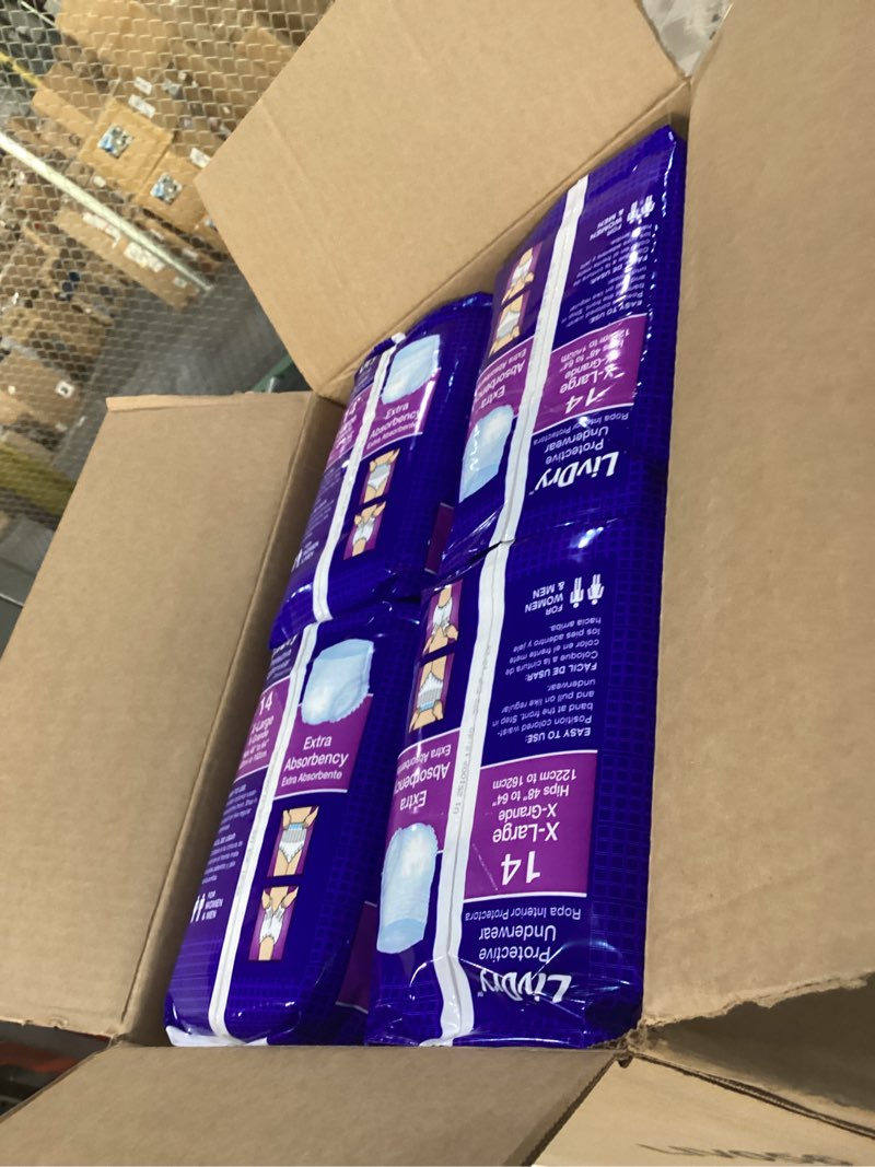 Condition photo showing New/Like New for LivDry Adult XL Incontinence Underwear, Extra Absorbency Adult Diapers, Leak Protection, X-Large, 56-Pack X-Large (56 Count)