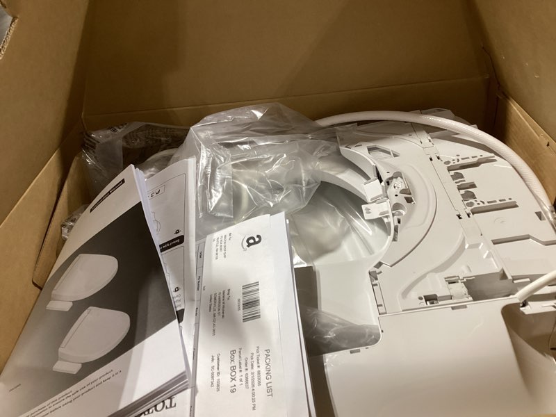 Condition photo showing Good Condition for TOTO® WASHLET® S2 Electronic Bidet Toilet Seat with Instantaneous Water Heating, PREMIST and EWATER+ Wand Cleaning, Elongated, Cotton White - SW3346#01 Cotton White Elongated Contemporary Lid