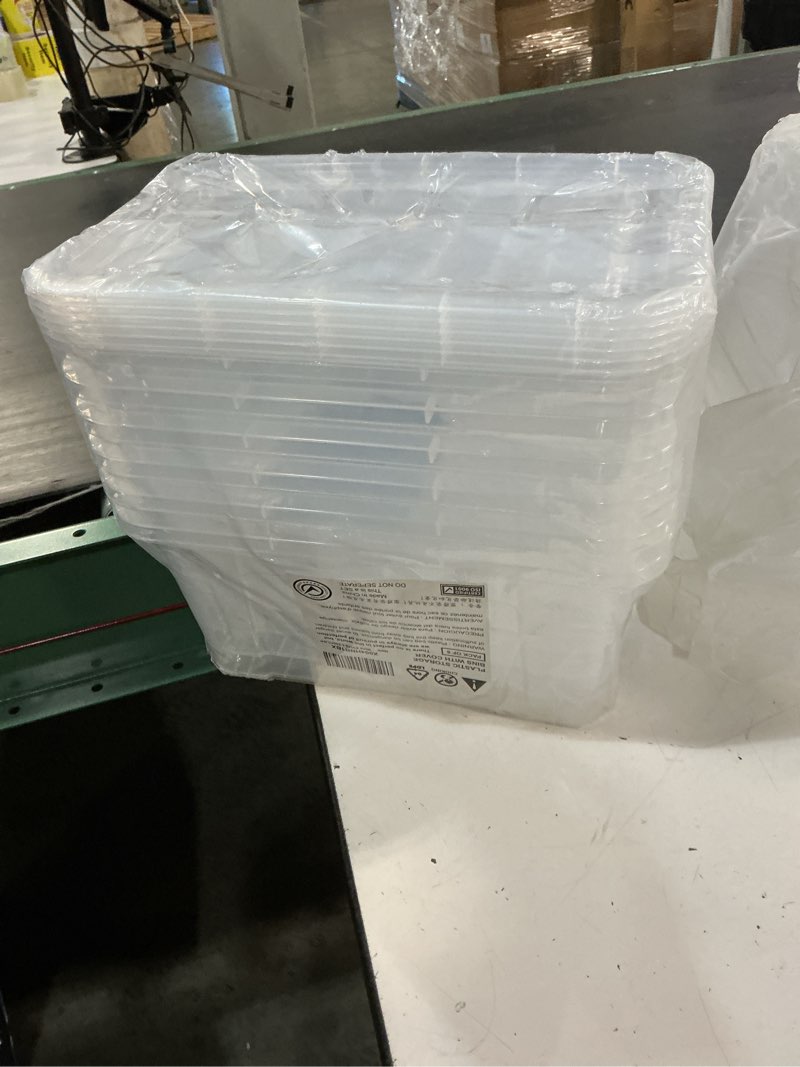 Condition photo showing New/Like New for eoenvivs plastic storage bins with lids 6 pack, 7 quart storage containers with black buckle latch, stackable storage organizers for home pantry office classroom organization, clear