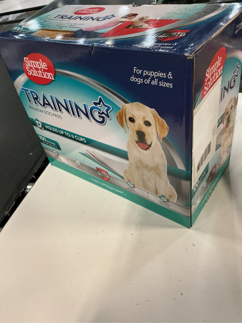 Condition photo showing New/Like New for simple solution puppy training pads – large leak-proof potty pads for dogs – disposable with odor control and absorbent core for floor protection – 23 x 24 inches – 100 count