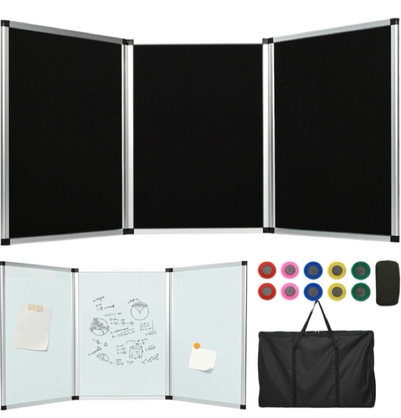 3 panel trade show presentation board, 70.8"x35.4" trifold poster display board, double-sided presen