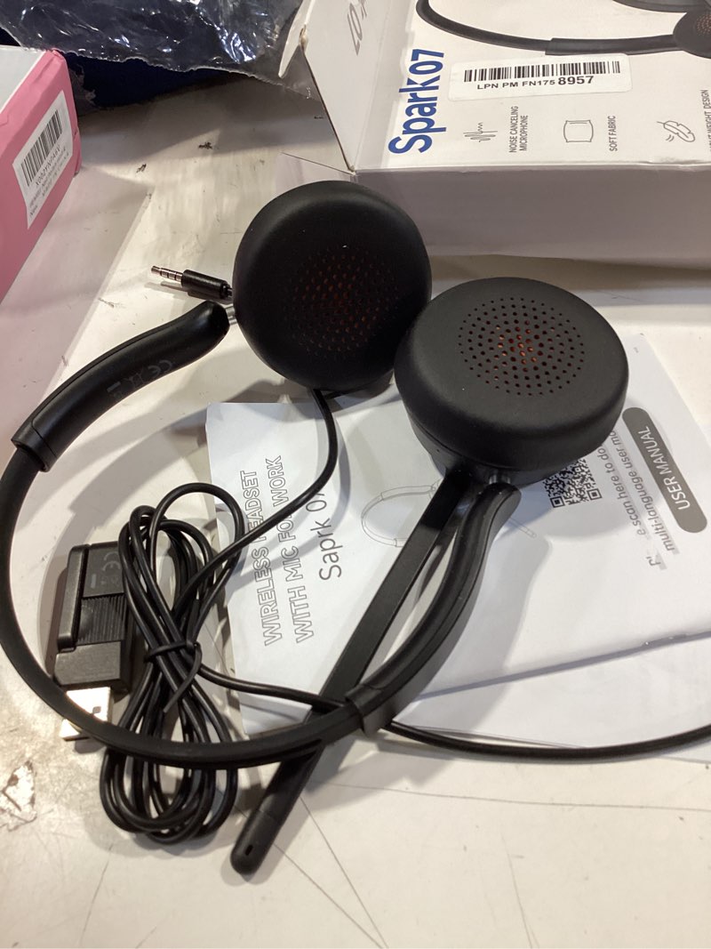 Condition photo showing Good Condition for wireless headset with mic for work, bluetooth 5.4 headphones with ai noise-canceling mic for clear calls, wireless headsets with mic mute & usb a/c dongle for pc, computer, laptop, black balck