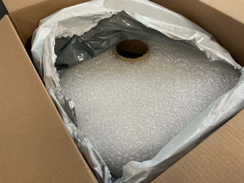 Condition photo showing Good Condition for amazon basics bubble wrap for moving, packing, shipping and storage, perforated protective cushioning for fragile items, 12-inch x 175-ft long roll, small 3/16", clear