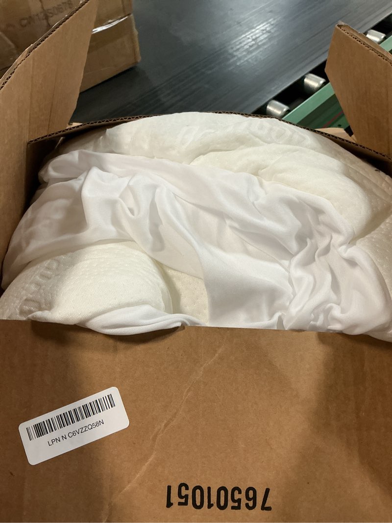 Condition photo showing As Is for ultra soft twin size mattress topper - viscose made from bamboo pillow top mattress pad for full body support - naturally cooling for hot sleepers, white white twin