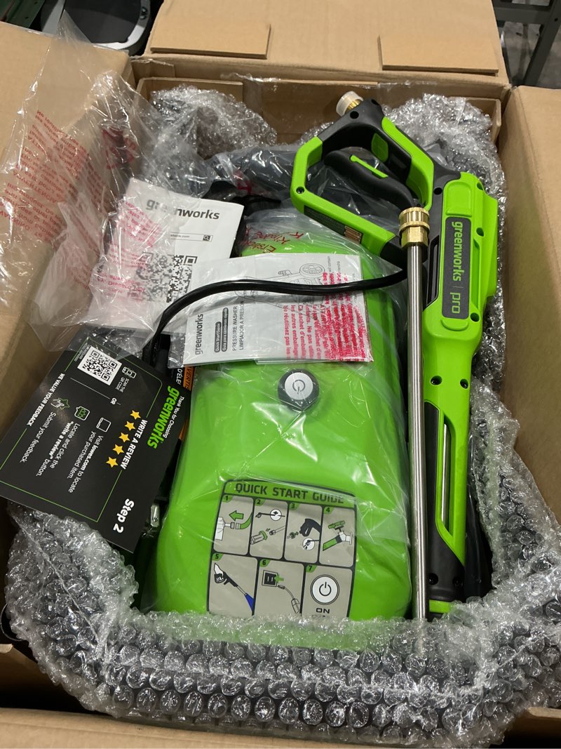 Condition photo showing Good Condition for greenworks 2500-psi 2-gpm cold water electric pressure washer with 5 spray tips