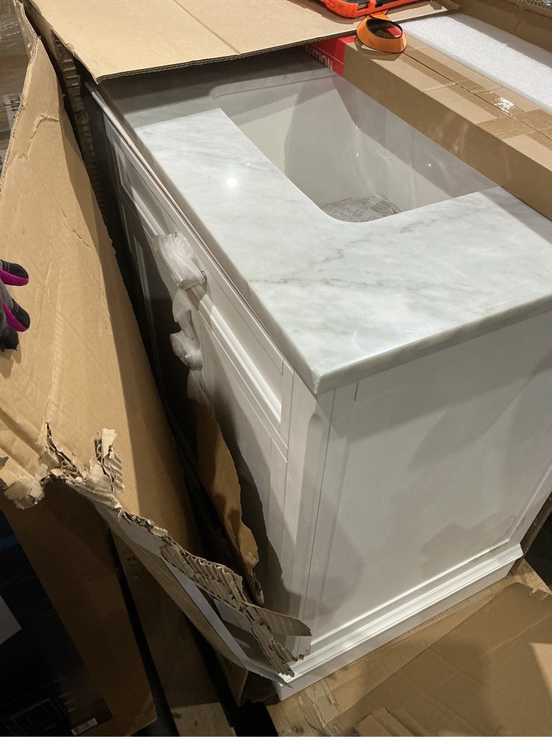 100+ bought last week allen + roth Roveland 30-in White Undermount Single Sink Bathroom Vanity with Natural Carrara