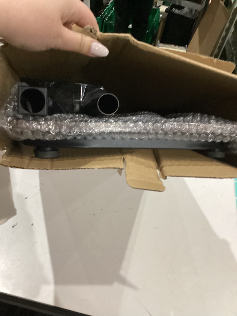 Condition photo showing Good Condition for facka Adjustable TV Tray Table with Rounded Metal Corners, C-Shaped Snack Table for Couch, Sofa, Bed or Chair, Small Space Side Table for Eating, Dinner, or Laptop Use Rustic Brown 15.8*11.8 inch