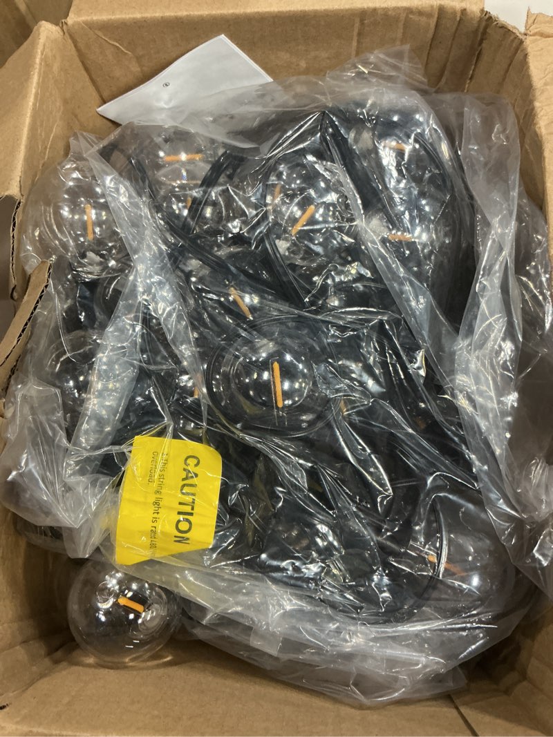 Condition photo showing Good Condition for rtty outdoor string lights 60 ft, patio lights with 32pcs plastic g40 led bulbs,shatterproof waterproof connectable hanging for porch cafe bistro backyard gazebo balcony deck party 60ft