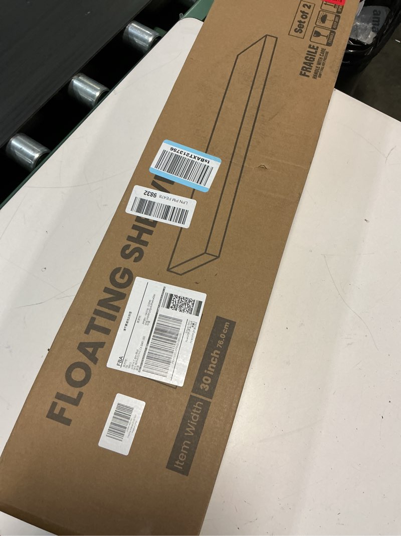 Condition photo showing New/Like New for fun memories 30inch floating shelves for wall, 2 pack rustic wood shelves for bathroom|kitchen wall mounted floating shelf with invisible brackets for books|storage|decor,oak oak 2 30"w x 6.5"d