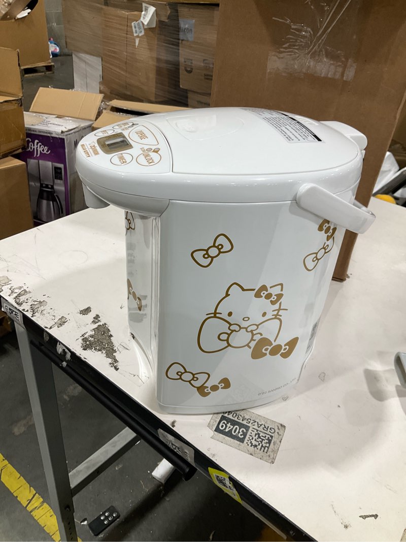Condition photo showing As Is for Zojirushi x Hello Kitty Limited-Edition Micom Water Boiler and Warmer with 3-Liter Storage and Adjustable Heating Settings (White)