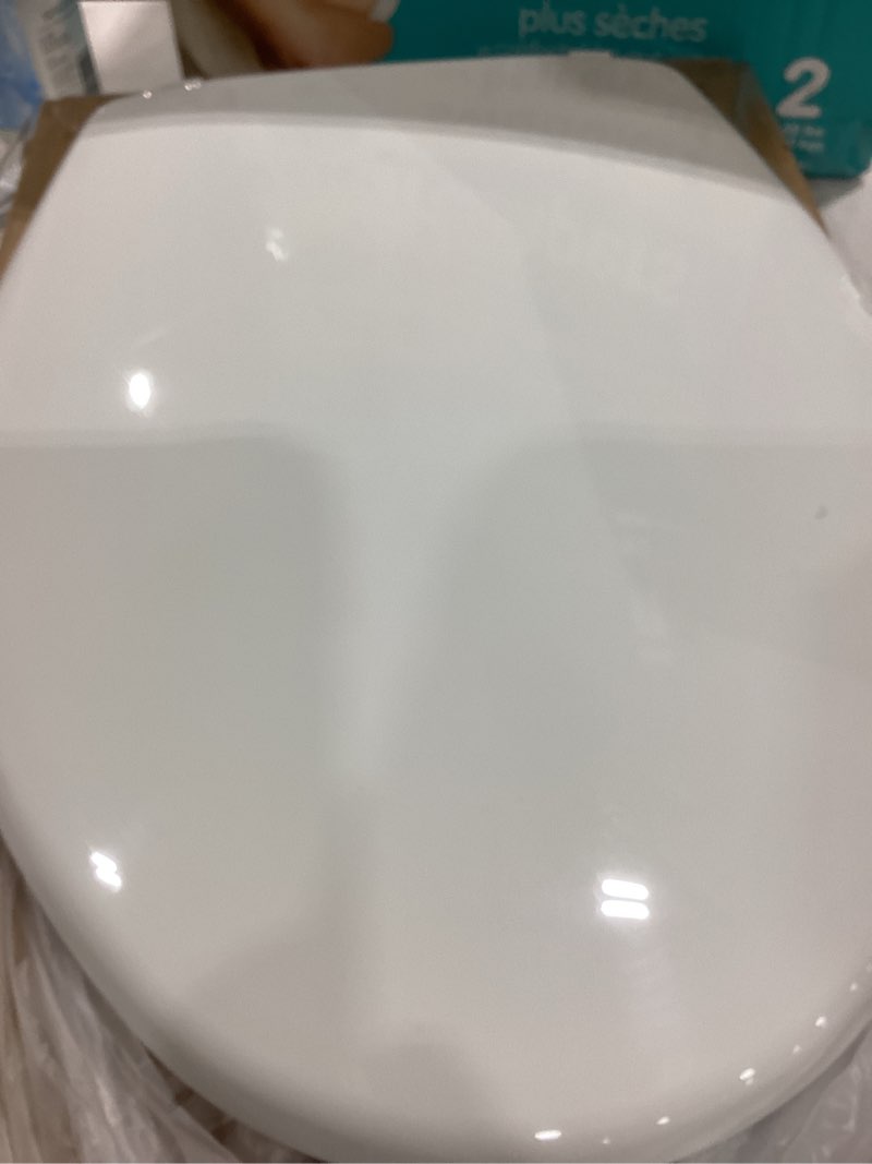 Condition photo showing Good Condition for Mayfair Little2Big? Elongated Plastic Toilet Seat in White with STA-TITE? Seat Fastening System? and Whisper•Close? Hinge