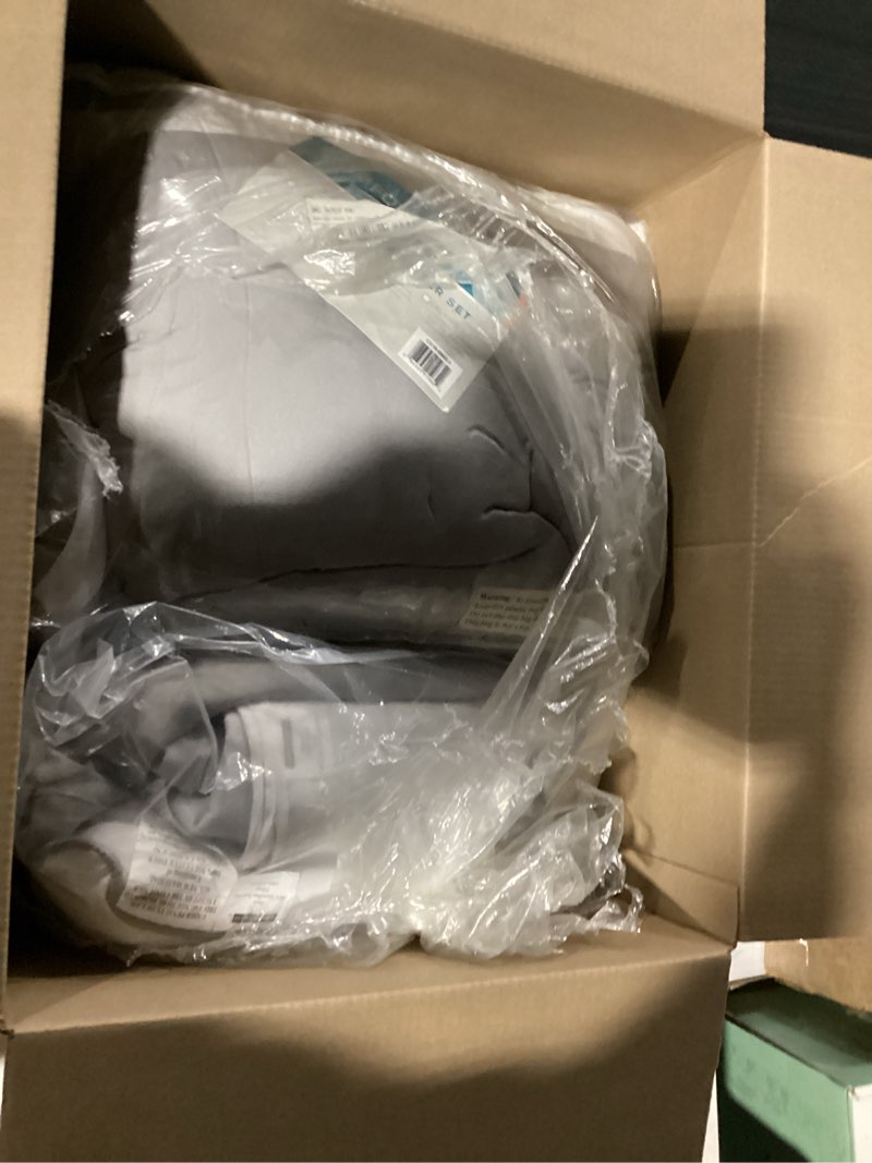 Condition photo showing Good Condition for comfort spaces malcom cozy comforter set - modern trendy design, all season down alternative bedding, matching shams, hotel deluxe gray, king hotel deluxe gray king